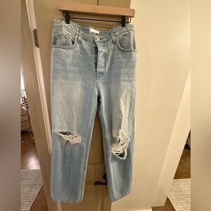 Sablyn Women’s relaxed wide leg jeans. Distressed. Sz 30.